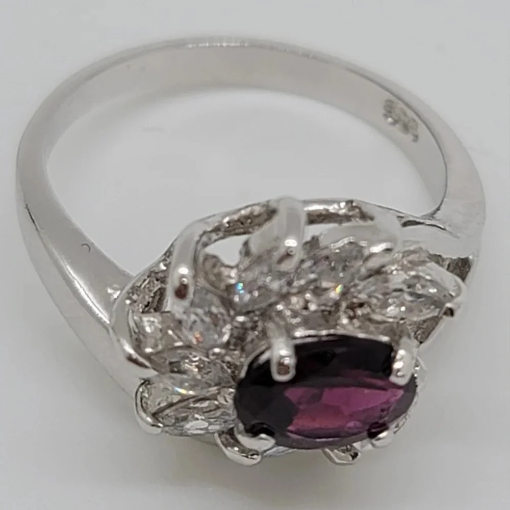 925 Sterling Silver White gold plated ring size 6